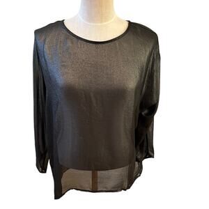 MNG Mango sheer black shimmer top M